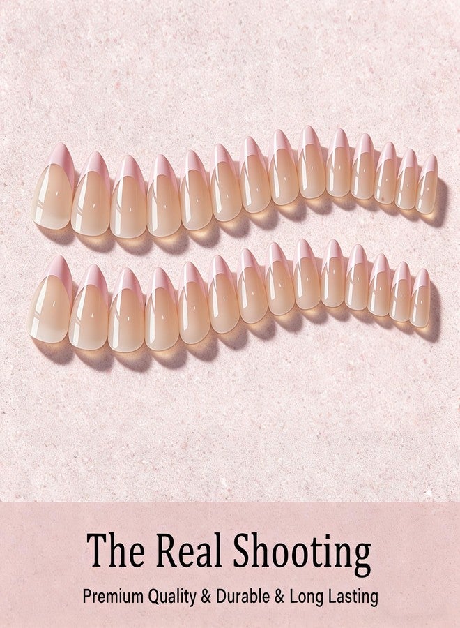 KXAMELIE Press On Nails Almond - Short French Tip Press On Nails with Glue, Natural Nude Fake Nails in 15 Sizes - 30 Soft Gel Glue on Nails Kit for Women, Supremely Fit, Elegant Light Pink French - Image 3